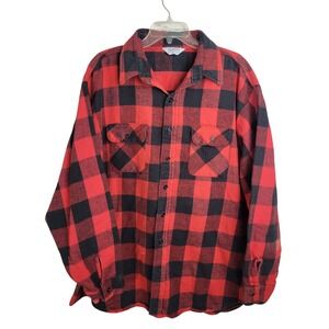 Five Brother Flannel Shirt Vintage Buffalo Plaid Workwear Red Black Mens 3XL-19